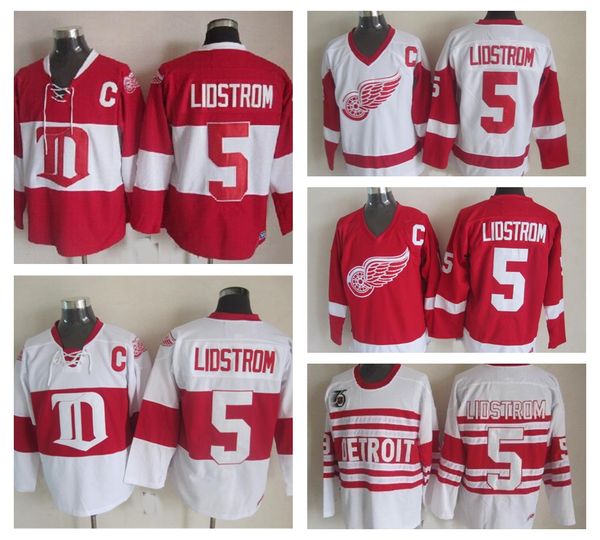 mens old time detroit red wings #5 nicklas lidstrom hockey jerseys home vintage winter classic red white jersey c patch m-xxxl, Black;red
mens old time detroit red wings #5 nicklas lidstrom hockey jerseys home vintage winter classic red white jersey c patch m-xxxl, Black;red