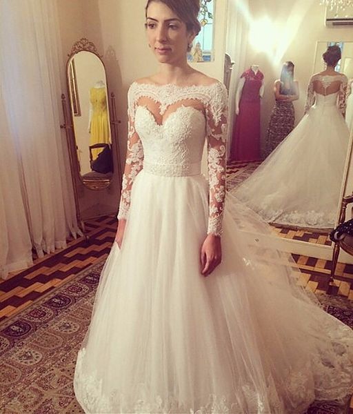 wedding dresses made in china vestidos de noivas 2019 illusion empire waist elegant long sleeve wedding dress, White
wedding dresses made in china vestidos de noivas 2019 illusion empire waist elegant long sleeve wedding dress, White