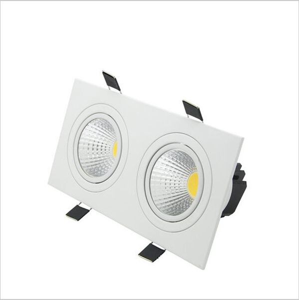 

square recessed led dimmable down lights 2 head led downlight cob 10w/14w/18w/24w led spotlight ceiling lamp ac85-265v