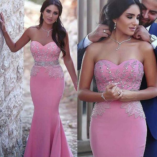 stretch satin sweetheart neckline mermaid evening dresses with beading pink beading sash prom dress vestidos de fiesta largos, Black
stretch satin sweetheart neckline mermaid evening dresses with beading pink beading sash prom dress vestidos de fiesta largos, Black