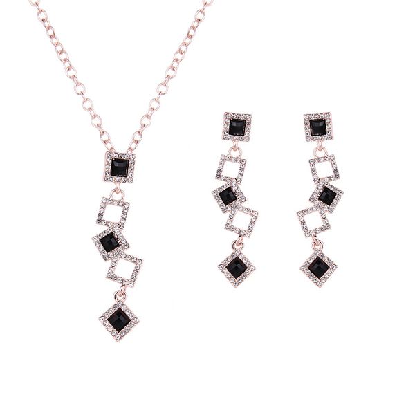 earrings necklace jewelry set luxury high grade exquisite rhinestone 18k gold plated geometric squares party jewelry 2-piece set js274, Silver
earrings necklace jewelry set luxury high grade exquisite rhinestone 18k gold plated geometric squares party jewelry 2-piece set js274, Silver