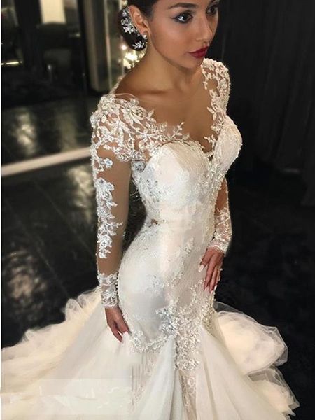 2018 white applique wedding mermaid lace jewel wedding gowns floor length long sleeve sweep train dresses robe de mariée plus size
2018 white applique wedding mermaid lace jewel wedding gowns floor length long sleeve sweep train dresses robe de mariée plus size
