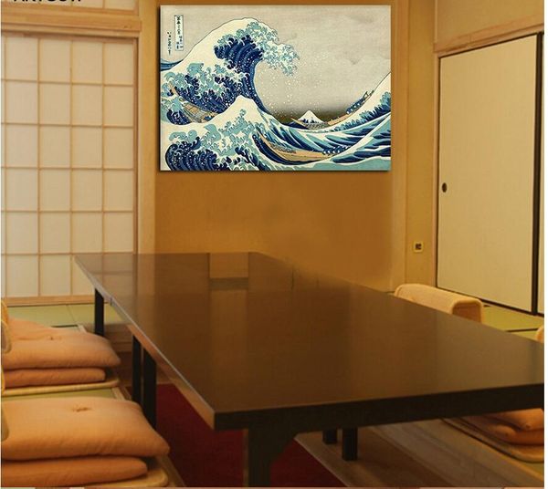 

ретро япония стиль волны гостиная украшения приключения грубое море холст картины на стене домашнего декора висит без рамы