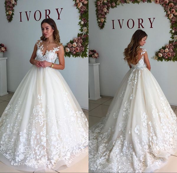 2018 vintage sheer neck wedding party dresses backless jewel neck lace applique sweep train wedding bridal gowns custom made, White;pink
2018 vintage sheer neck wedding party dresses backless jewel neck lace applique sweep train wedding bridal gowns custom made, White;pink