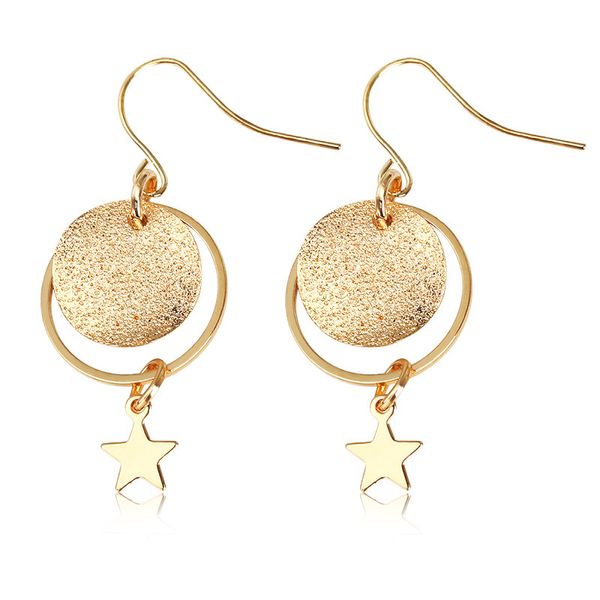 new handmade matte star dangle earrings vintage geometric round gold color alloy statement drop earrings for women ear clip, Silver
new handmade matte star dangle earrings vintage geometric round gold color alloy statement drop earrings for women ear clip, Silver