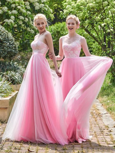 a line lace long floor length plus size maid of the honor dress beach bridesmaid dresses vintage pink two style party dress, White;pink
a line lace long floor length plus size maid of the honor dress beach bridesmaid dresses vintage pink two style party dress, White;pink