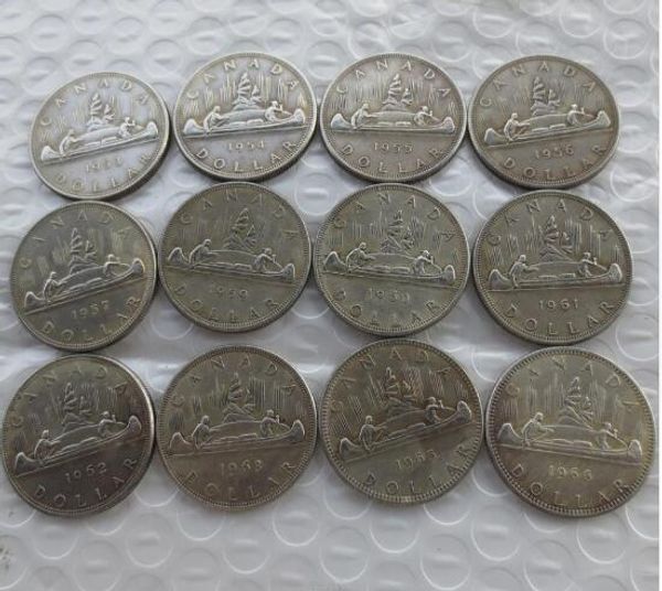 a set of (1953-1966) 12pcs canada 1 dollar elizabeth ii dei gratia regina copy coins factory price nice home accessories silver coins
a set of (1953-1966) 12pcs canada 1 dollar elizabeth ii dei gratia regina copy coins factory price nice home accessories silver coins