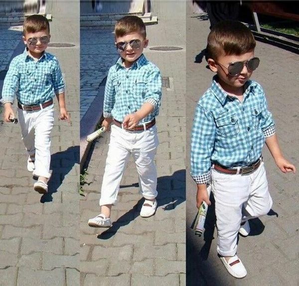 Free shipping 2016 New Style Boys clothing sets Boy Lattice Shirt + Pants + Leather Belt Children sports set Boy Summer Spring Sets 
Free shipping 2016 New Style Boys clothing sets Boy Lattice Shirt + Pants + Leather Belt Children sports set Boy Summer Spring Sets