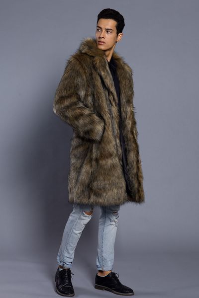 t0820 fashion men's imitation fox faux fur grass coat autumn and winter clothes long windbreaker mink jacket, Black
t0820 fashion men's imitation fox faux fur grass coat autumn and winter clothes long windbreaker mink jacket, Black