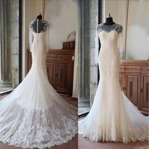2019 new arrival transparent empire mermaid wedding dress full sleeve sparkly lace tulle long bridal gowns princess castle beautiful modern, White
2019 new arrival transparent empire mermaid wedding dress full sleeve sparkly lace tulle long bridal gowns princess castle beautiful modern, White