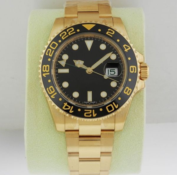 116718 gmt 18kt yellow gold black dial ceramic bezel automatic machinery mens watch brand new luxury 40mm men's wristwatches, Slivery;brown
116718 gmt 18kt yellow gold black dial ceramic bezel automatic machinery mens watch brand new luxury 40mm men's wristwatches, Slivery;brown