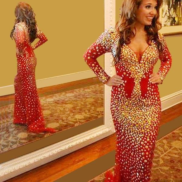 2016 red gold beaded prom dresses special occasion long sleeves mermaid v-neck rhinestone pageant gowns vestido de festa evening dress, Black
2016 red gold beaded prom dresses special occasion long sleeves mermaid v-neck rhinestone pageant gowns vestido de festa evening dress, Black