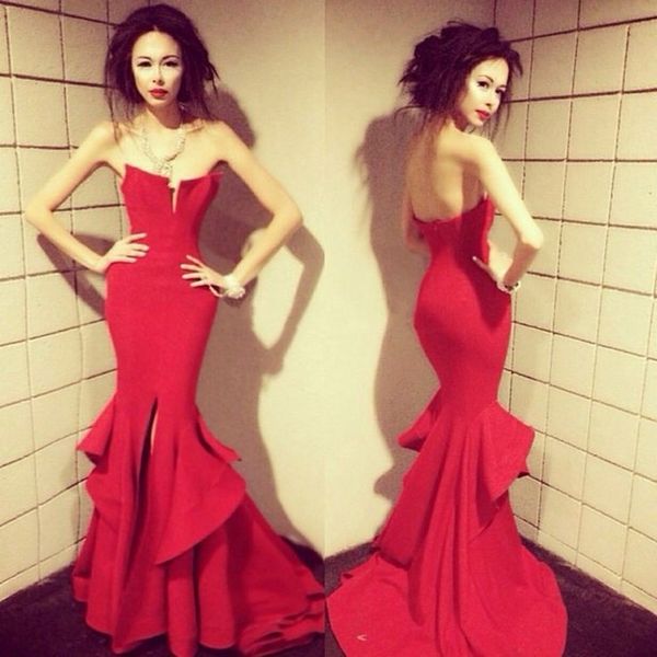 custom made red prom dress strapless evening dress mermaid ball gown side slit party dress high quality, Black
custom made red prom dress strapless evening dress mermaid ball gown side slit party dress high quality, Black