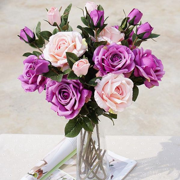 European Silk Single Stem Rose 65cm/25.6" Length Artificial Flowers Classic Roses for Display Flowers Wedding Centerpieces