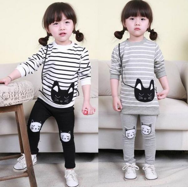 2016 baby girl striped clothing sets autumn spring children sport suits long sleeve t shirt pants cartoon cat kids twinsets, White
2016 baby girl striped clothing sets autumn spring children sport suits long sleeve t shirt pants cartoon cat kids twinsets, White