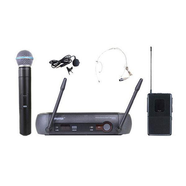 

uhf pro wireless dual microphone system pgx24/beta58 58a+ lapel + headset mic + case for stage