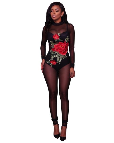 wholesale- rose embroidery details skinny bodysuit black women mesh see through club romper high neck back zipper one piece body suits, Black;white
wholesale- rose embroidery details skinny bodysuit black women mesh see through club romper high neck back zipper one piece body suits, Black;white
