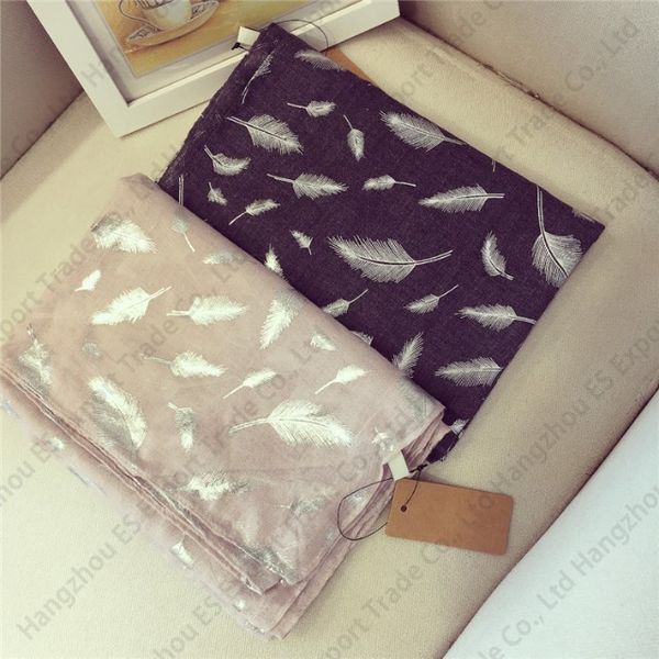 new long scarves feather silver foil pashmina good quality with cotton 80x200 cm grace women warp, Blue;gray
new long scarves feather silver foil pashmina good quality with cotton 80x200 cm grace women warp, Blue;gray