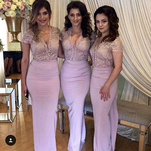 2017 delicate deep v neck bridesmaid dresses mermaid lace bodice cap sleeves floor length pageant party dresses, White;pink
2017 delicate deep v neck bridesmaid dresses mermaid lace bodice cap sleeves floor length pageant party dresses, White;pink
