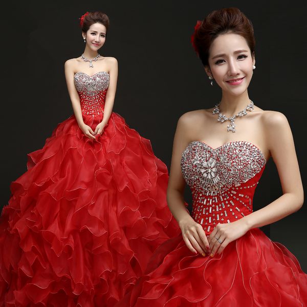 romantic organza ball gown wedding dress with ruffles 2018 new beaded crystal wedding gowns lace up, White
romantic organza ball gown wedding dress with ruffles 2018 new beaded crystal wedding gowns lace up, White