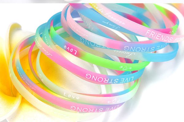 fashion luminous jelly silicone bracelet sports bracelet english letters wristband bracelet mixed style hand rings wholesale random delivery, Black
fashion luminous jelly silicone bracelet sports bracelet english letters wristband bracelet mixed style hand rings wholesale random delivery, Black