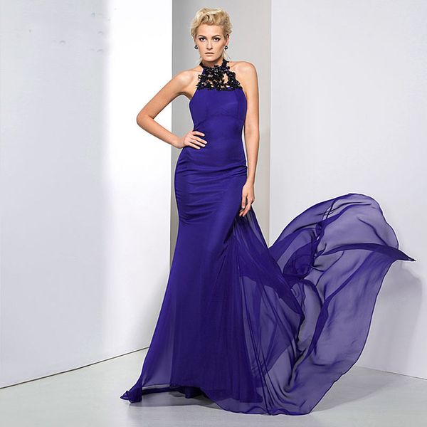 2019 Newest Purple Chiffon Halter Neck Evening Dresses Mermaid Sexy Lace Applique Open Back Formal Women Long Prom Gowns Robe de soiree
2019 Newest Purple Chiffon Halter Neck Evening Dresses Mermaid Sexy Lace Applique Open Back Formal Women Long Prom Gowns Robe de soiree