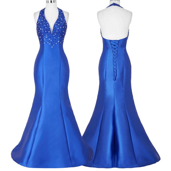 Royal Blue Formal Celebrity Dresses Red Carpet Dress 2019 New Arrival Halter Satin Mermaid Evening prom Gown Vestidos De Festa free shipping 
Royal Blue Formal Celebrity Dresses Red Carpet Dress 2019 New Arrival Halter Satin Mermaid Evening prom Gown Vestidos De Festa free shipping