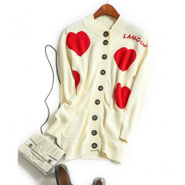 wholesale- europe and the united states women's new autumn 2016 peach heart cardigan knitting sweater coat, White;black
wholesale- europe and the united states women's new autumn 2016 peach heart cardigan knitting sweater coat, White;black