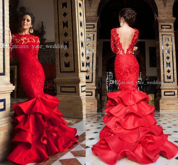 2017 elegant red mermaid evening dresses bateau neck long sleeves lace satin backless women prom dresses formal gowns sweep train, Black;red
2017 elegant red mermaid evening dresses bateau neck long sleeves lace satin backless women prom dresses formal gowns sweep train, Black;red