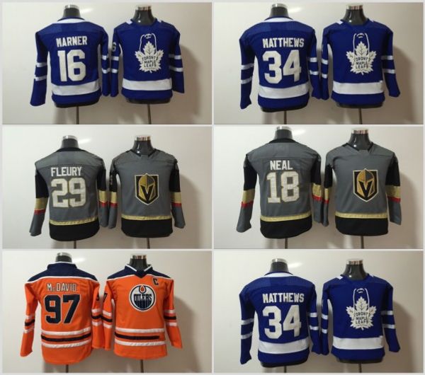 2018 New Cheap Youth Kids 16 Mitch Marner 34 Auston Matthews 29 Marc-Andre Fleury 18 James Neal 97 Connor McDavid Blue Grey Orange Jerseys
2018 New Cheap Youth Kids 16 Mitch Marner 34 Auston Matthews 29 Marc-Andre Fleury 18 James Neal 97 Connor McDavid Blue Grey Orange Jerseys