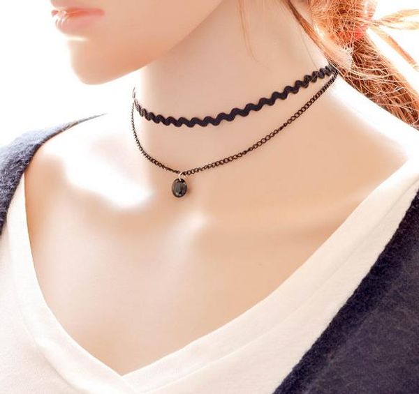 2 chains necklace with simple black pendant, vintage style,noble and delicate for women, and high quality, Golden;silver
2 chains necklace with simple black pendant, vintage style,noble and delicate for women, and high quality, Golden;silver