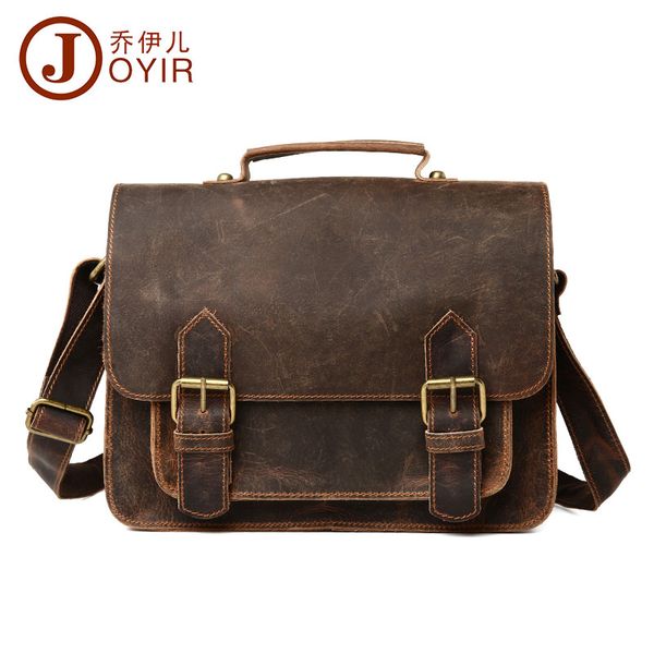 

wholesale- cow leather vintage motorcycle brown men's briefcase genuine leather handbag male bag shoulder bag for men lapbag portfolio
