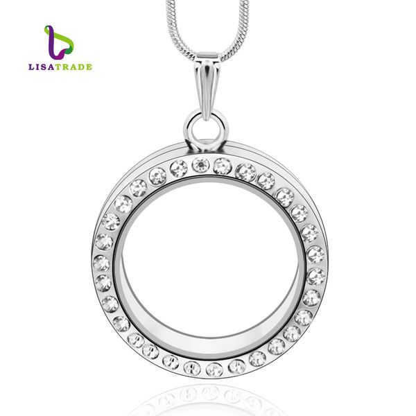 5PCS !! 30mm Silver Round magnetic glass floating charm locket Zinc Alloy+Rhinestone (chains included for free)LSFL01-1*5