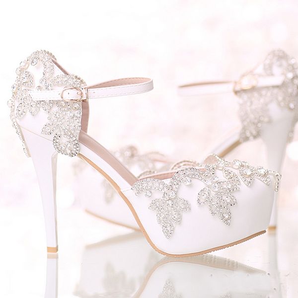 white bridal wedding dress shoes with ankle straps 12cm round toe crystal bride shoes platform formal dress shoes prom party pumps, Black
white bridal wedding dress shoes with ankle straps 12cm round toe crystal bride shoes platform formal dress shoes prom party pumps, Black
