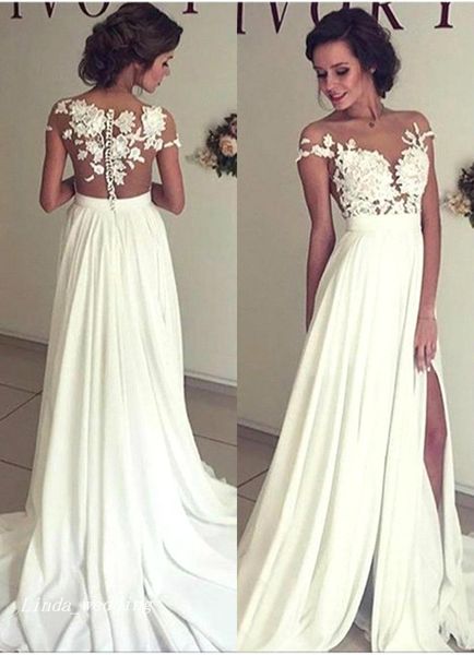 elegant white boho wedding dresses chiffon applique long slit summer beach bohemian women wear bridal party gowns plus size
elegant white boho wedding dresses chiffon applique long slit summer beach bohemian women wear bridal party gowns plus size