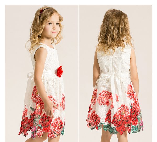floral sleeveless girl dresses regular cotton a-line american style sashes knee-length o-neck white princess dresses, White;blue
floral sleeveless girl dresses regular cotton a-line american style sashes knee-length o-neck white princess dresses, White;blue
