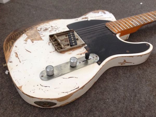 Cu tom hop deluxe tele ca ter white blonde handwork relic tl electric guitar