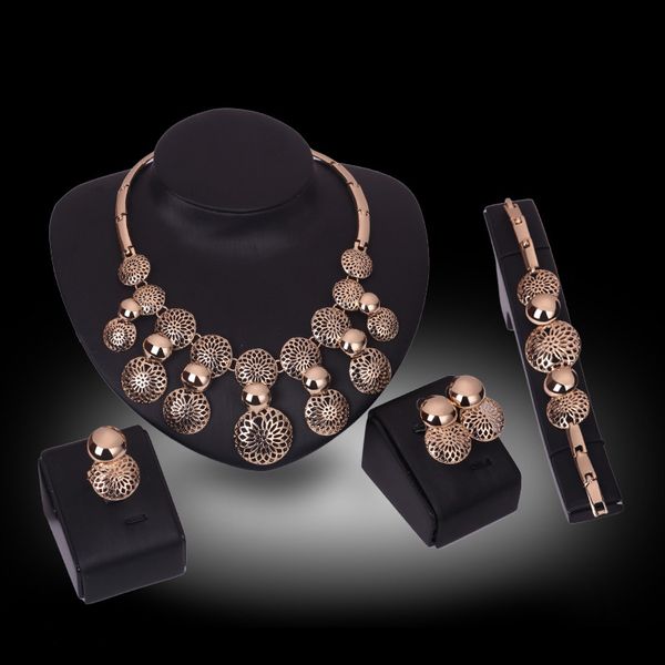 ring necklace bracelet earrings jewelry set vintage fashion women 18k gold plated hollow out circle flowers party jewelry 4-piece set js228, Slivery;golden
ring necklace bracelet earrings jewelry set vintage fashion women 18k gold plated hollow out circle flowers party jewelry 4-piece set js228, Slivery;golden
