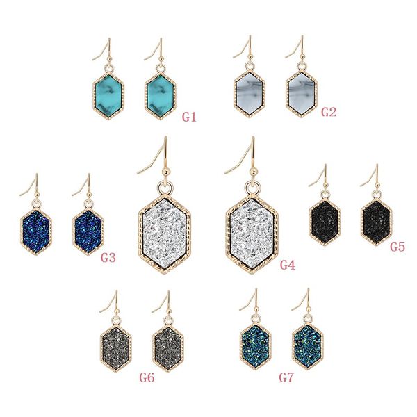 fashion druzy drusy earrings silver gold 7 color hexagon faux natural stone dangle earrings for women jewelry
fashion druzy drusy earrings silver gold 7 color hexagon faux natural stone dangle earrings for women jewelry