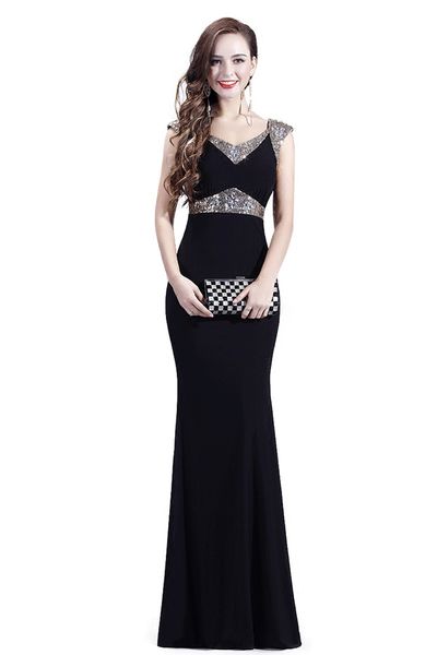 v neck crystal elastic satin mermaid prom evening dress 2016 floor length evening gowns black color, Black;red
v neck crystal elastic satin mermaid prom evening dress 2016 floor length evening gowns black color, Black;red