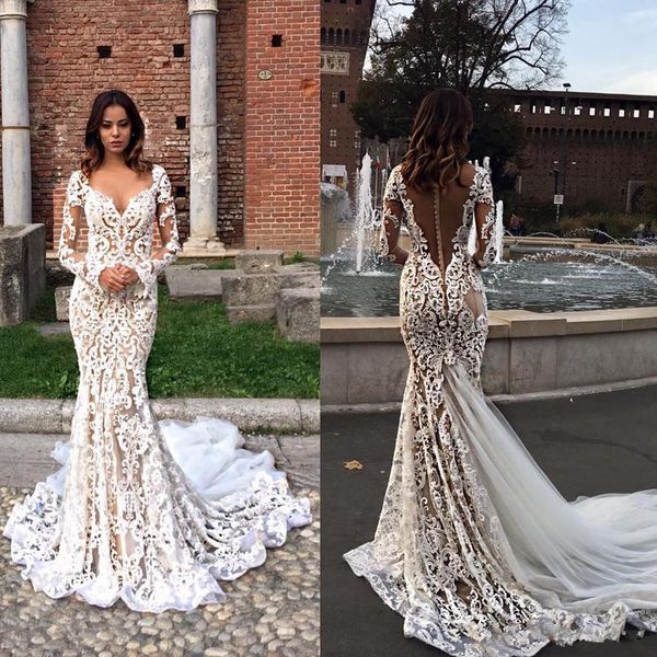 berta bridal vintage lace garden mermaid wedding dresses v-neck long sleeve sweep train castle plus size fishtail wedding gown, White
berta bridal vintage lace garden mermaid wedding dresses v-neck long sleeve sweep train castle plus size fishtail wedding gown, White