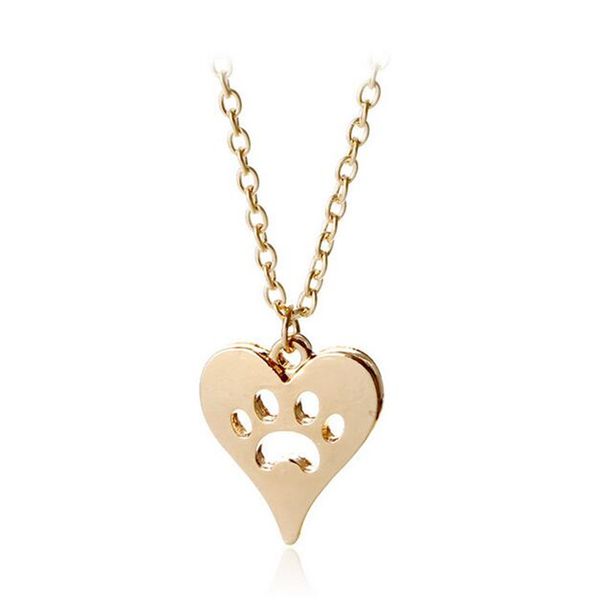 Fashion Necklaces Dog Paw Pendant Necklaces Hollow Out Heart Necklace For Women Necklaces Jewelry Gift