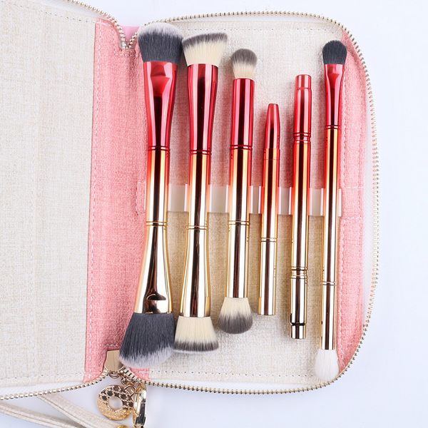 portable 6pcs double brush heads makeup brushes set make up tools professional cosmetic brush kit with bag gold and red
portable 6pcs double brush heads makeup brushes set make up tools professional cosmetic brush kit with bag gold and red