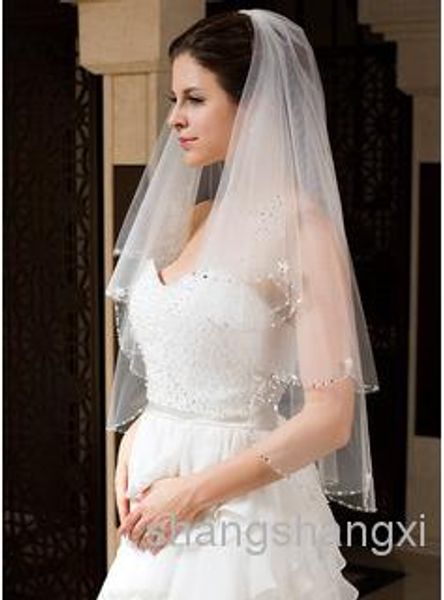 New 2020 Bridal Veil Two Layers Elbow Length Beaded Edge Best Selling Cheap Gorgeous Wedding Veils
New 2020 Bridal Veil Two Layers Elbow Length Beaded Edge Best Selling Cheap Gorgeous Wedding Veils