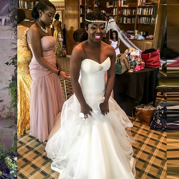 plus size mermaid wedding dresses 2016 sweetheart neck backless vestido de noiva custom made tulle ruffles simple bridal gowns, White
plus size mermaid wedding dresses 2016 sweetheart neck backless vestido de noiva custom made tulle ruffles simple bridal gowns, White