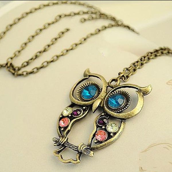 new exquisite vintage women alloy crystal owl pendant necklace long sweater chain jewelry charm fashion necklaces wholesale, Silver
new exquisite vintage women alloy crystal owl pendant necklace long sweater chain jewelry charm fashion necklaces wholesale, Silver