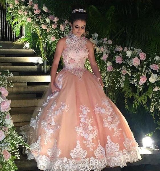 colorful appliques prom dress 2019 latest design crystal high neck lace tulle floor length ball gown party custom made beautiful, Black
colorful appliques prom dress 2019 latest design crystal high neck lace tulle floor length ball gown party custom made beautiful, Black