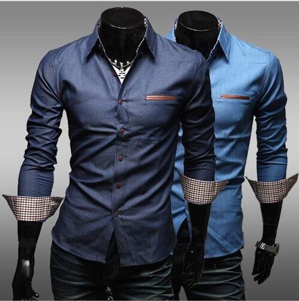 men casual shirt 2016 fashion fight skin pocket mens shirt long sleeve shirts summer new denim shirts, White;black
men casual shirt 2016 fashion fight skin pocket mens shirt long sleeve shirts summer new denim shirts, White;black