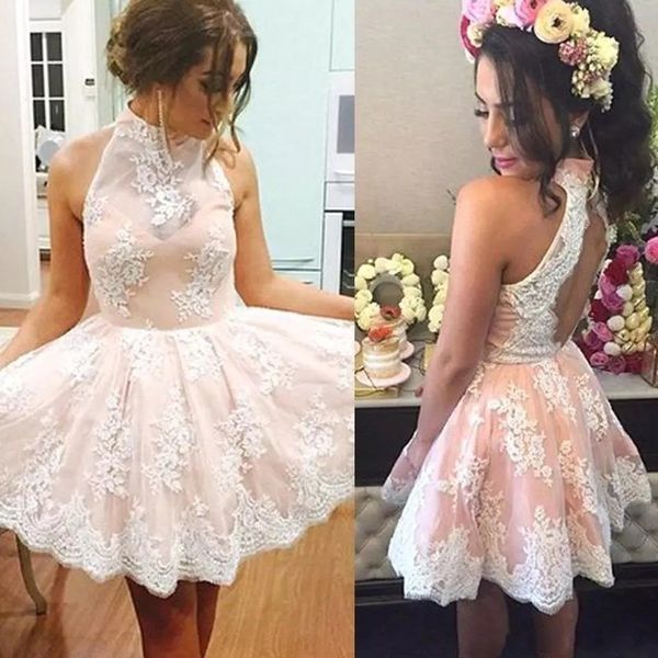 2017 high neck sleeves sweety homecoming dresses a line short lace applique formal party gowns custom made, Blue;pink
2017 high neck sleeves sweety homecoming dresses a line short lace applique formal party gowns custom made, Blue;pink