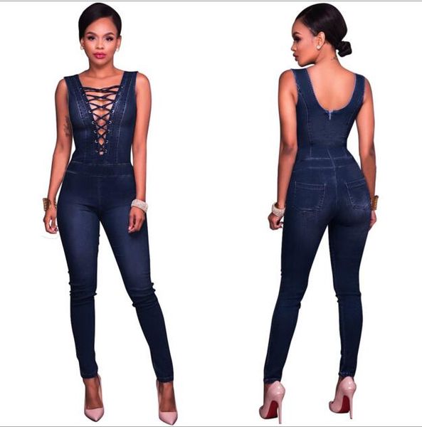 european and american style rompers women's jumpsuits fashion clothing for autumn cowboy lace deep v sleeveless jumpsuit, Black;white
european and american style rompers women's jumpsuits fashion clothing for autumn cowboy lace deep v sleeveless jumpsuit, Black;white